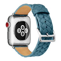 Avizar Bracelet Apple Watch 38 et 40 mm aspect Cuir tressé - Bleu