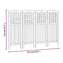 vidaXL Cloison de séparation 4 panneaux 162x2x115 cm Bois d'acacia pas cher