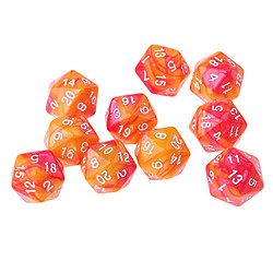 10pcs / set 20 faces d20 dés pour donjons jeu de jeu et dragons orange rouge pas cher