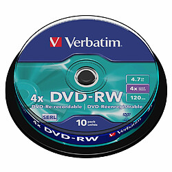 DVD-RW Verbatim 10 Unités Noir 4,7 GB 4x (10 Unités)