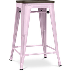 ICONIK INTERIOR Tabouret Stylix en bois - Métal - 60cm Rose pâle 