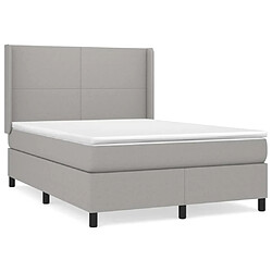 vidaXL Sommier à lattes de lit avec matelas Gris clair 140x190cm Tissu