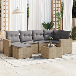 vidaXL Salon de jardin avec coussins 7 pcs beige résine tressée 