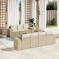 vidaXL Salon de jardin avec coussins 8 pcs beige résine tressée