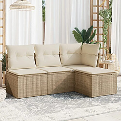 Maison Chic Salon de jardin avec coussins 4 pcs | Ensemble de Table et chaises | Mobilier d'Extérieur beige résine tressée -GKD69484