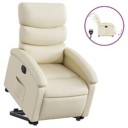 Maison Chic Fauteuil Relax pour salon, Fauteuil inclinable électrique crème similicuir -GKD52357