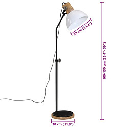 vidaXL Lampadaire 25 W blanc 30x30x100-150 cm E27 pas cher