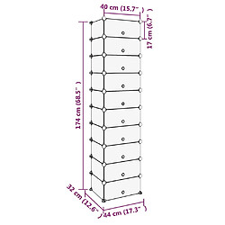 vidaXL Étagère à chaussures Transparent 44x32x174 cm PP pas cher