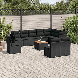 Maison Chic Salon de jardin 11 pcs avec coussins, Ensemble Tables et chaises d'extérieur noir résine tressée -GKD417969