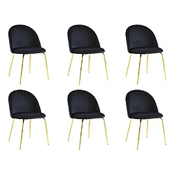 Acheter Vente-Unique Lot de 6 chaises - Velours et métal doré - Noir - MELBOURNE