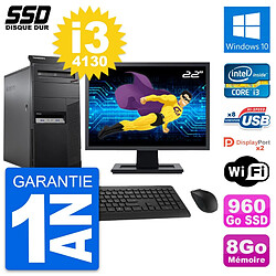 PC Tour Lenovo M83 Ecran 22" Intel i3-4130 RAM 8Go SSD 960Go Windows 10 Wifi · Occasion 