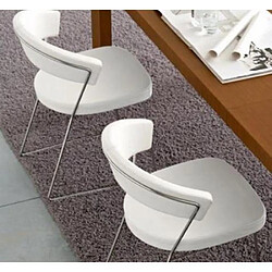 Acheter Inside 75 Lot de 2 chaises NEW YORK design italienne structure acier chromé assise cuir blanc