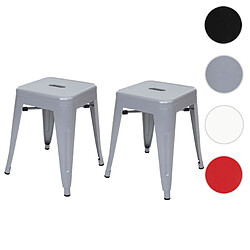 Mendler 2x tabouret HWC-A73, tabouret en métal, design industriel, empilable ~ gris 