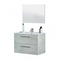 Dansmamaison Meuble sous vasque 80 cm + vasque + miroir Béton clair - BRABU