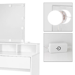 Acheter ML DESIGN MODERN LIVING Coiffeuse avec miroir et LED table de maquillage MDF avec 2 tiroirs 80x40x140 cm