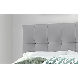 Avis Meubletmoi Lit double 160 x 200 cm en simili gris clair + sommier fixe - PANDORA