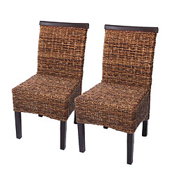 Mendler Lot de 2 chaises M45, banane tressée, 47x54x93cm ~ pieds foncés, sans coussin 