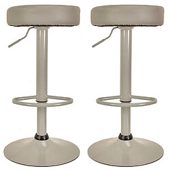 Toilinux Lot de 2 Tabourets de bar Mumford hauteur réglable en similicuir - Gris