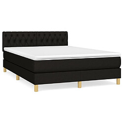 vidaXL Sommier à lattes de lit avec matelas Noir 140x200 cm Tissu