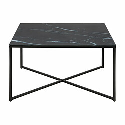 Avis Toilinux Table d'appoint effet marbre en verre et métal - L.80cm - Noir