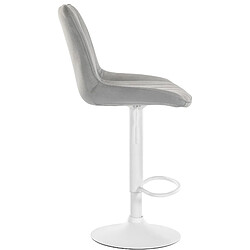 Decoshop26 Lot de 2 tabourets de bar réglable en hauteur pivotant à 360° assise en velours gris couture verticale pied métal blanc 10_0004431