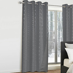 Idmarket Rideaux gris motif géo X2