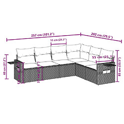 Acheter vidaXL Salon de jardin 6 pcs avec coussins noir résine tressée