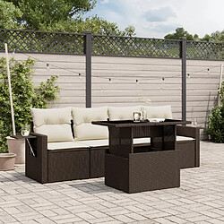 vidaXL Salon de jardin avec coussins 5 pcs marron résine tressée