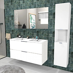 Le Quai Des Affaires Meuble sous-vasque MALAGA 120 cm + vasque + miroir + colonne / Blanc