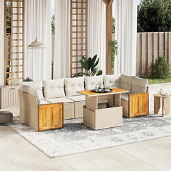 vidaXL Salon de jardin avec coussins 8 pcs beige résine tressée 