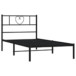 Acheter Maison Chic Lit adulte - Cadre de lit métal avec tête de lit,Structure du lit Contemporain pour chambre noir 107x203 cm -MN28365