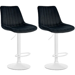 Non Lot de 2 tabourets de bar Toni velours blanc