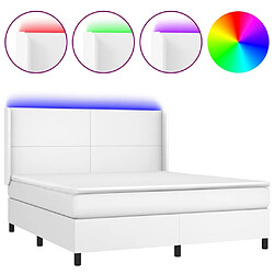 Sommier à lattes et matelas LED,Cadre à lattes de lit pour Adulte Blanc 180x200 cm Similicuir -MN49830