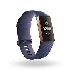 Shot Bracelet Silicone pour FITBIT Charge 4 Taille S 95-103mm Petit Poignet Sport (BLEU FONCE) 