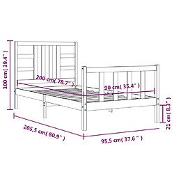 vidaXL Cadre de lit sans matelas 90x200 cm bois de pin massif pas cher