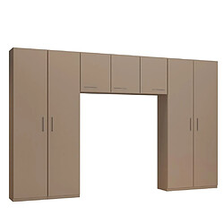 Inside 75 Ensemble de rangement pont 3 portes taupe mat largeur 350 cm 