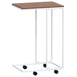 Acheter vidaXL Table d'appoint avec roues Blanc 40x30x63,5cm Bois d'ingénierie