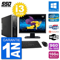 PC HP Compaq 6200 Pro SFF Ecran 19" i3-2120 RAM 16Go SSD 960Go Windows 10 Wifi · Occasion 