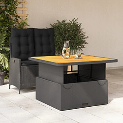 Maison Chic Ensemble à manger d'extérieur 2 pcs avec coussins,Salon de jardin,Mobilier de jardin noir résine tressée -GKD150392