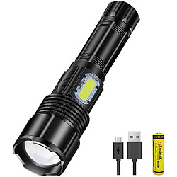 BESTA Lampe de Poche LED Ultra Puissante, USB Rechargeable CREE P50 Lampe Torche, 3000 Lumens Super Lumineuse 5 Modes d'éclairage Etanche Torche avec 18650 Batterie pour Camping Randonnée 