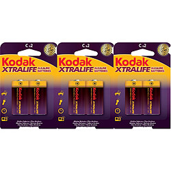 KODAK - Piles - XTRALIFE Alcaline - C / LR14 - lot de 6 - Multicolore