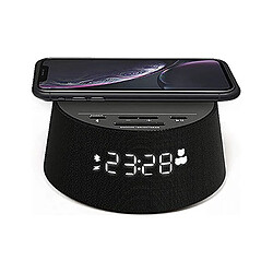 Totalcadeau Radio-réveil avec Chargeur sans fil radio FM Bluetooth Noir pas cher Radio-réveil avec Chargeur sans fil radio FM Bluetooth Noir