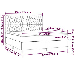 vidaXL Sommier à lattes de lit avec matelas Taupe 180x200 cm Tissu pas cher