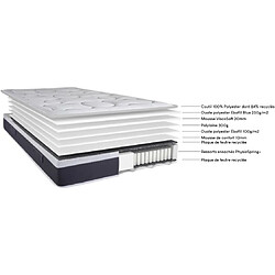 Ebac Matelas 180x200 Rueda - Ressorts ensachés - Hauteur 27 cm - Soutien ferme pas cher