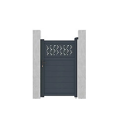 Vente-Unique Portillon battant aluminium semi plein à motifs L103 x H166 cm anthracite - BAZIO