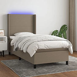 vidaXL Sommier à lattes de lit matelas et LED Taupe 90x190 cm Tissu 