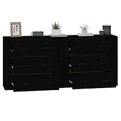 Maison Chic Ensemble de 2 Buffets,commode,console pour rangement noir bois d'ingénierie -MN67778 pas cher