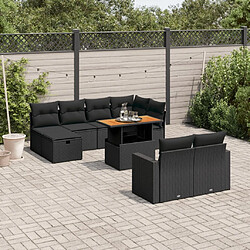 Maison Chic Salon de jardin 11 pcs avec coussins, Ensemble Tables et chaises d'extérieur noir résine tressée -GKD836140