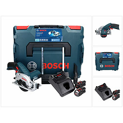 Bosch GKS 12V-26 Professional Scie circulaire sans fil 85mm avec boîtier L-Boxx + 2x Batteries GBA 3,0 Ah +Chargeur GAL 1230 CV