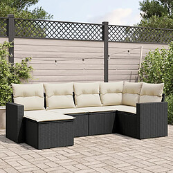 vidaXL Salon de jardin 6 pcs avec coussins noir résine tressée